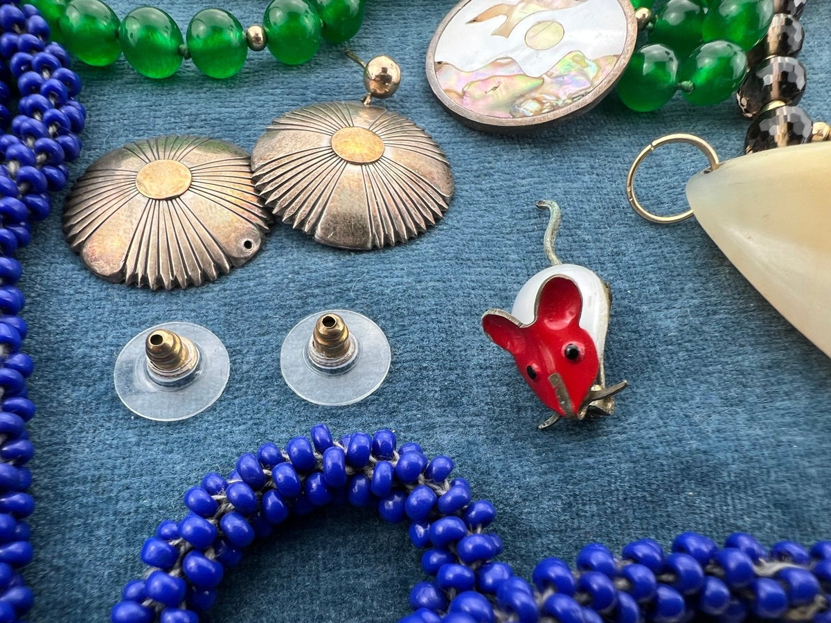 UNDER COST - Lot of 925 Jewelry w 14k + 10k Earrings, Bracelet + Pendant - Box 21