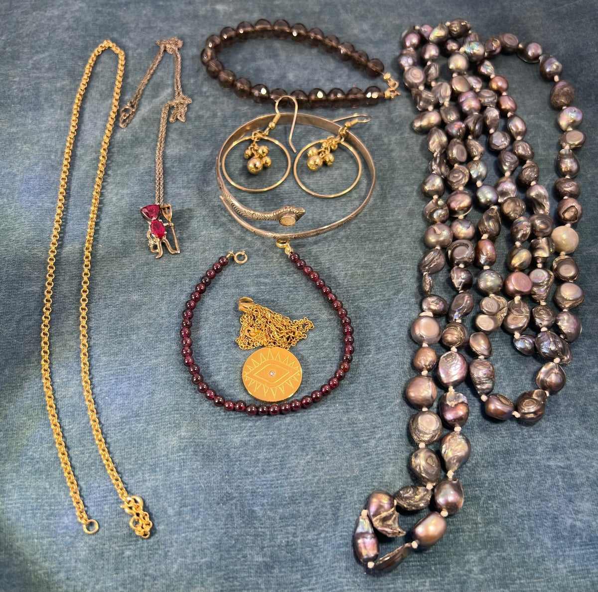 UNDER COST - Lot of 925 Jewelry w 14k Gold Topaz Bracelet - Box 22