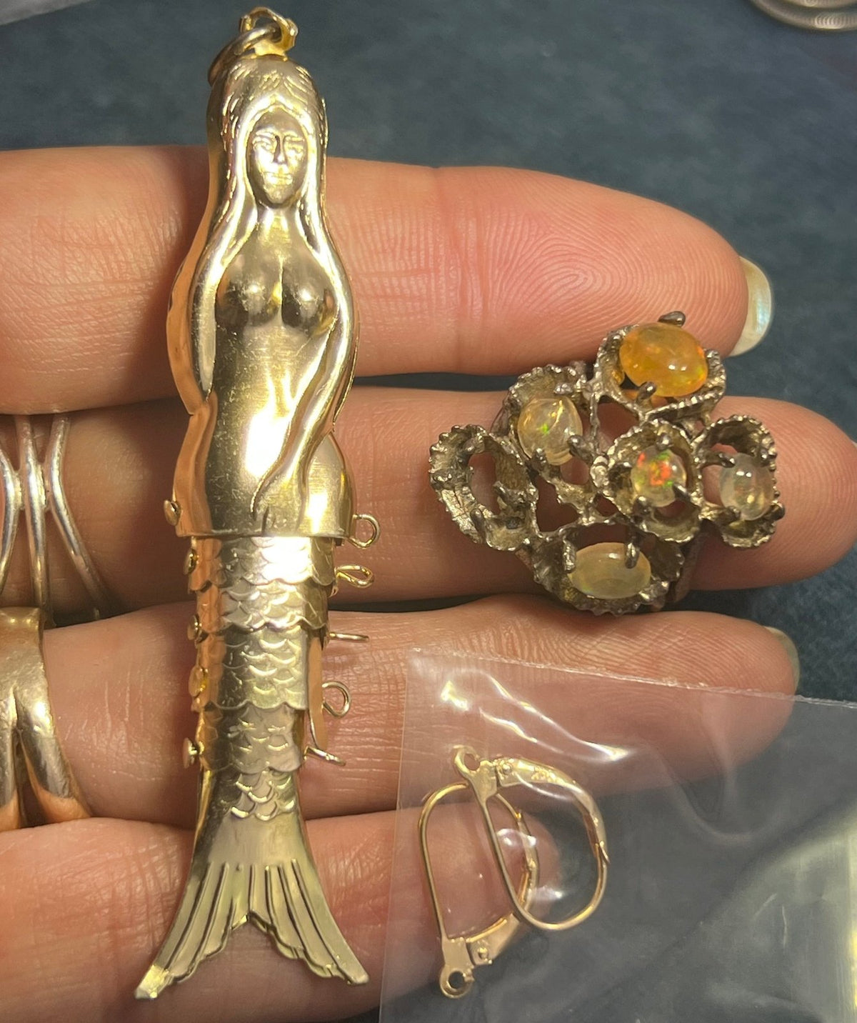 UNDER COST - Lot of Jewelry - Jointed Mermaid + Opal Ring - Box Z12