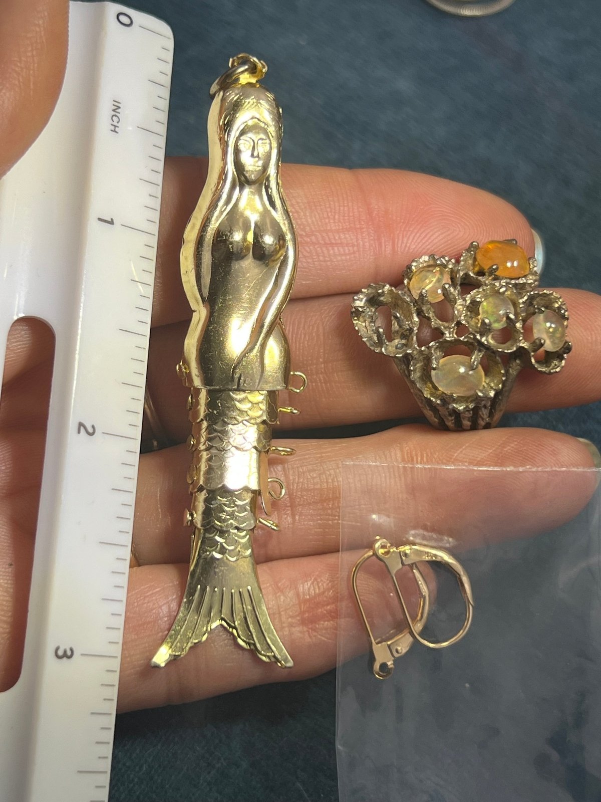 UNDER COST - Lot of Jewelry - Jointed Mermaid + Opal Ring - Box Z12