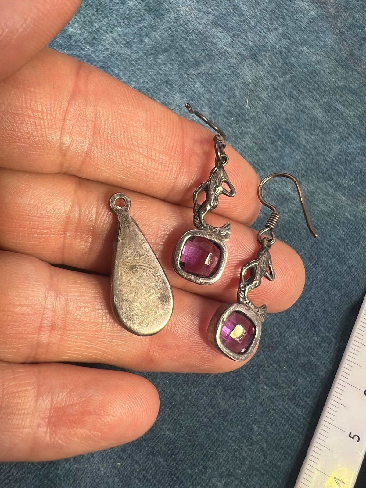 UNDER COST - Lot of Jewelry - Mermaid Amethyst Earrings + Opal Pendant - Box Z17