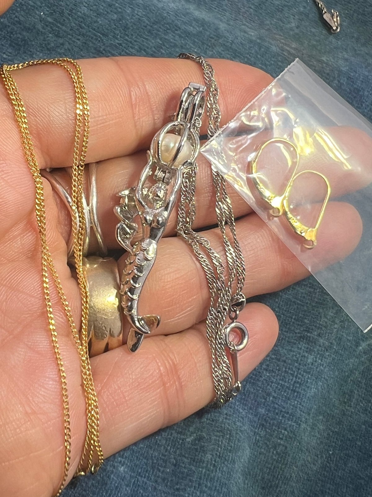 UNDER COST - Lot of Jewelry - Mermaid Locket Pendant + Chain - Box Z15