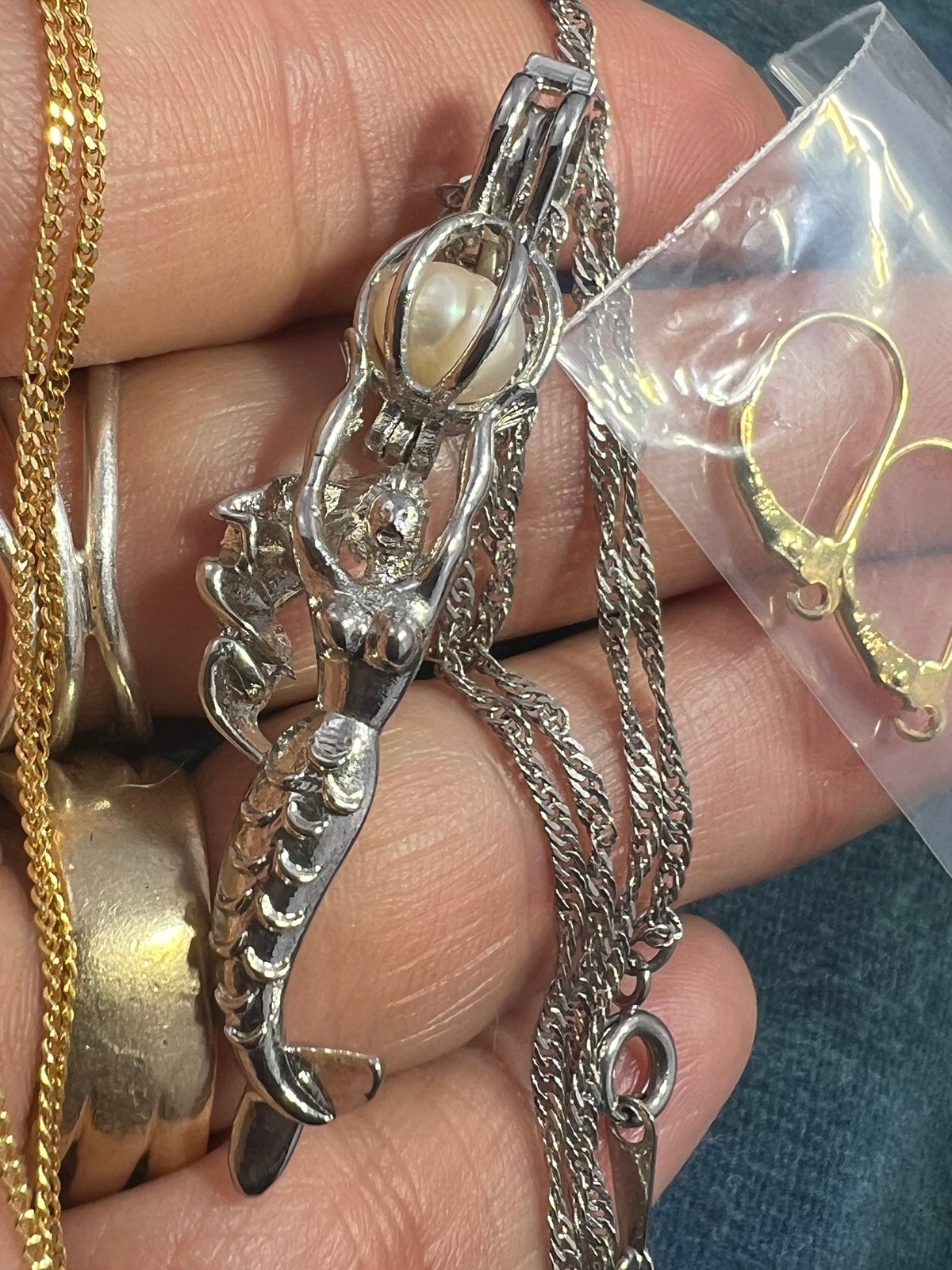 UNDER COST - Lot of Jewelry - Mermaid Locket Pendant + Chain - Box Z15