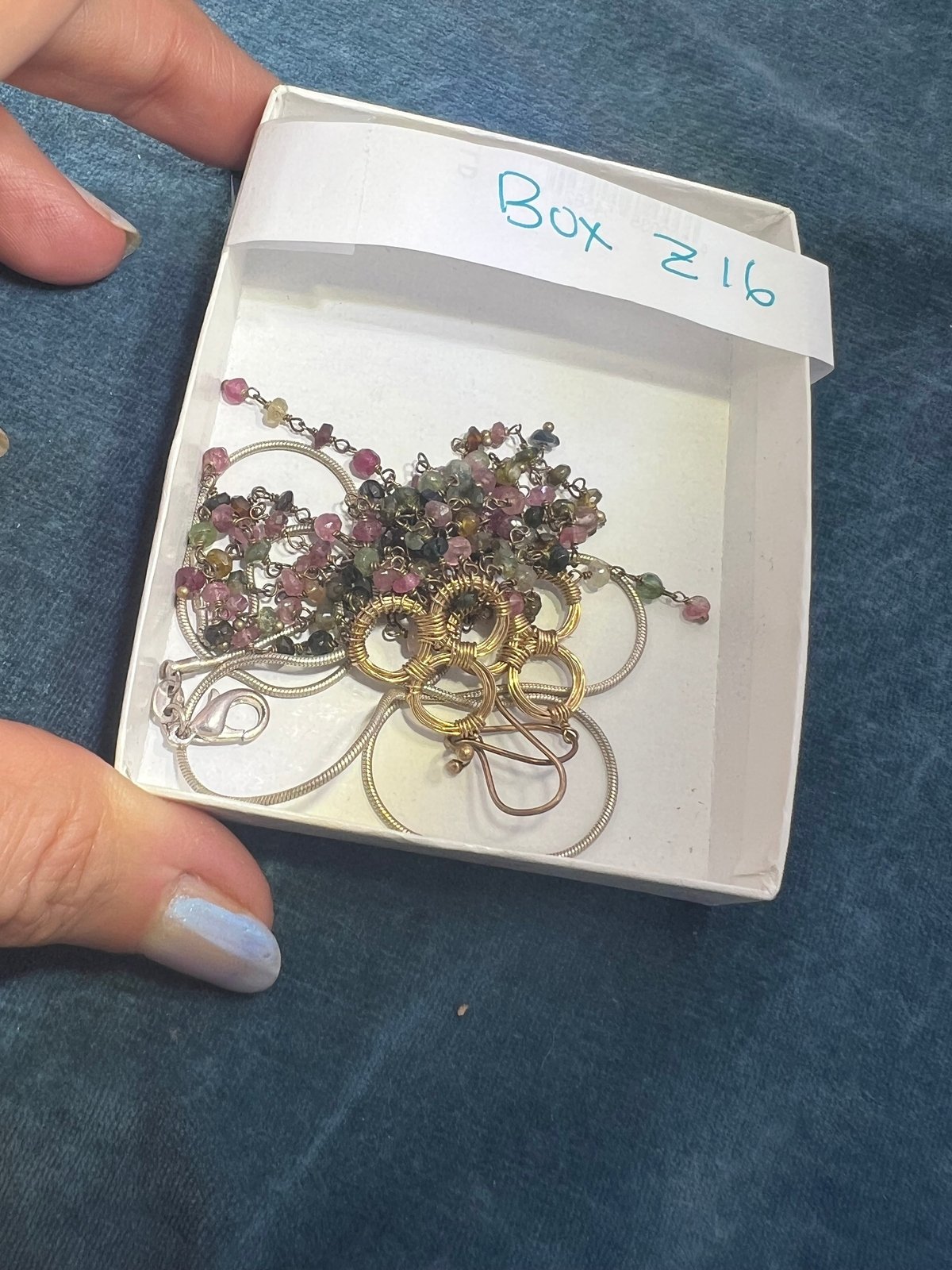 UNDER COST - Lot of Jewelry - Tourmaline Chandelier Earrings + Chain - Box Z16