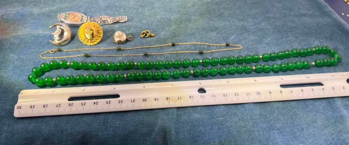 UNDER COST - Lot of Jewelry w 14k Gold Jade Choker Chain Necklace - Box 16