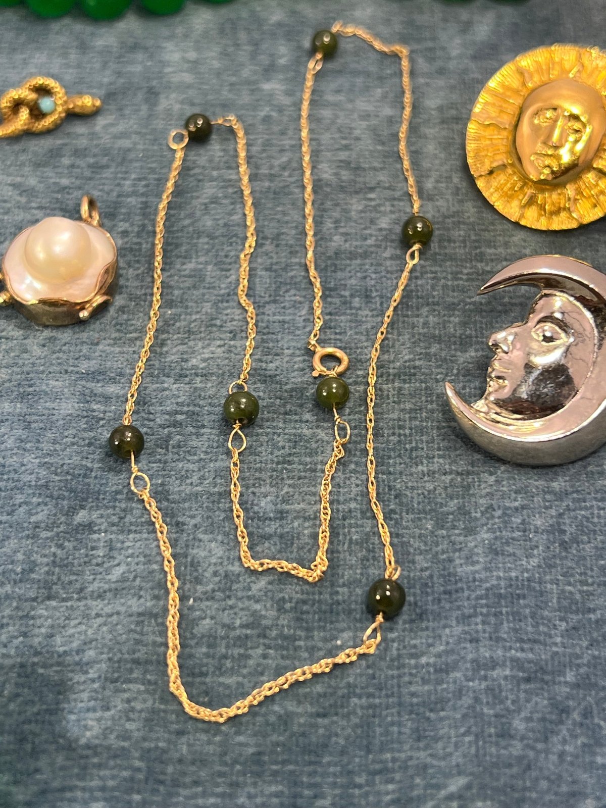 UNDER COST - Lot of Jewelry w 14k Gold Jade Choker Chain Necklace - Box 16