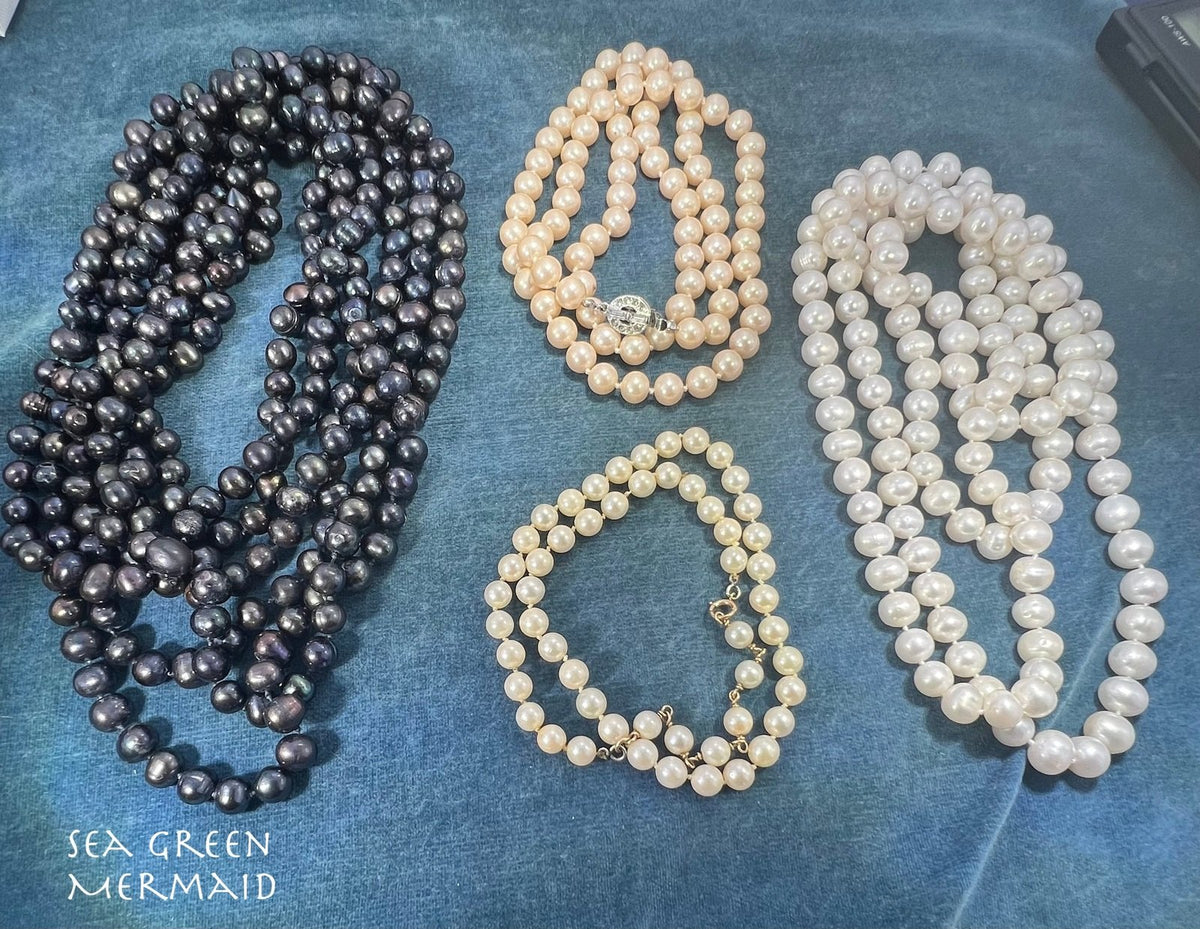 UNDER COST - Lot of Natural Pearl Necklaces One is 14k - Box 8