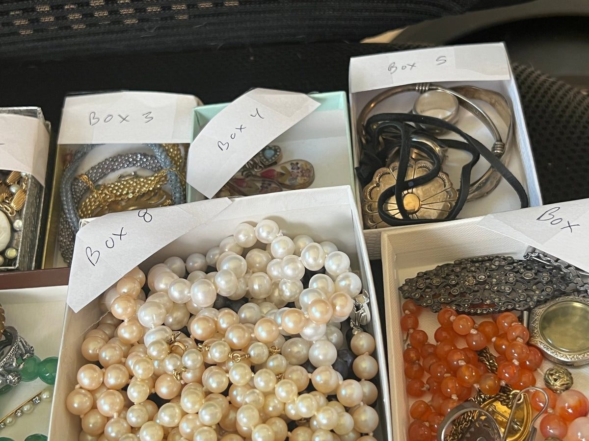 UNDER COST - Lot of Natural Pearl Necklaces One is 14k - Box 8