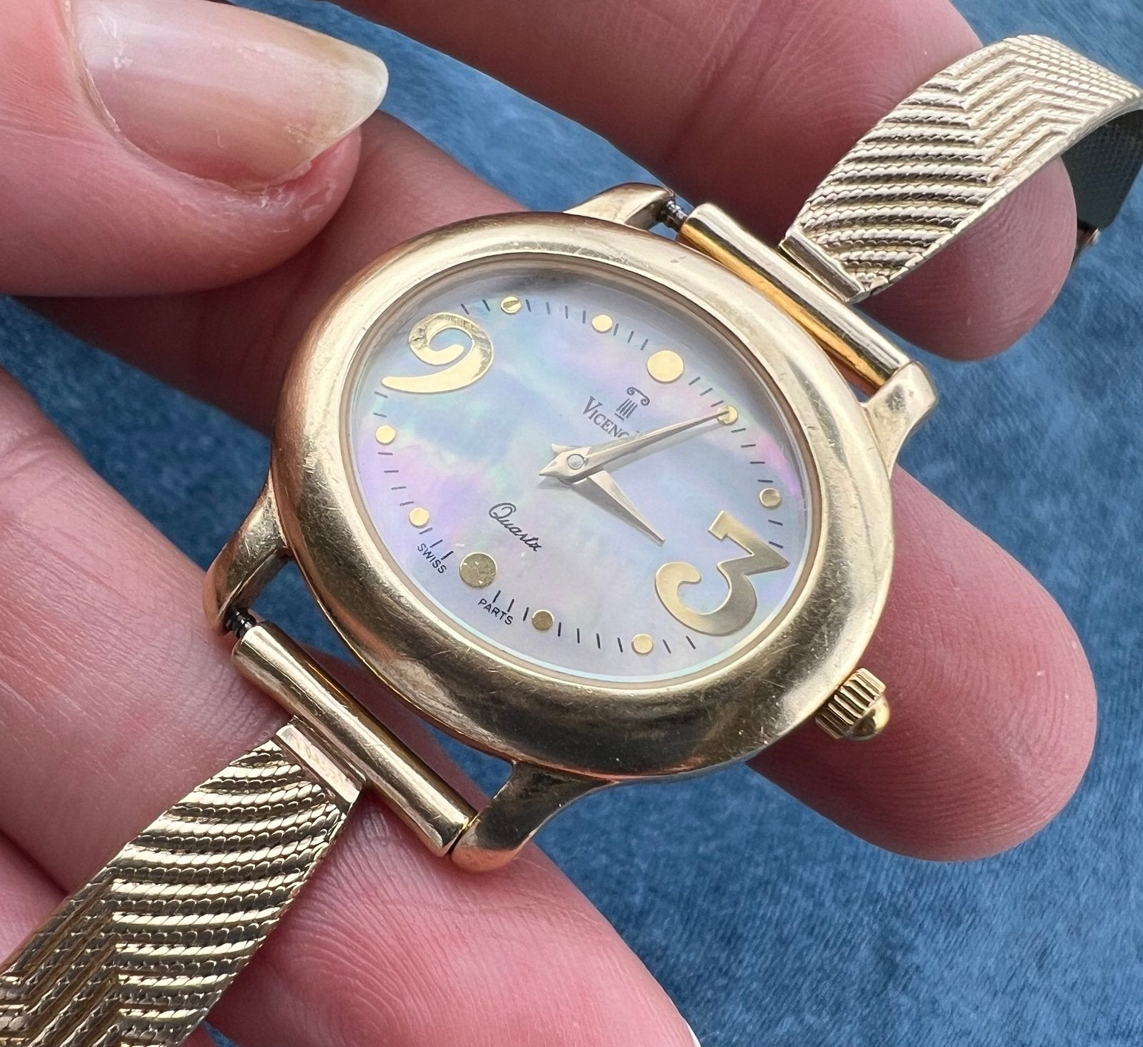 Under Scrap - 14k Gold Bracelet Watch + Band. Vicence + Wittnauer. Works!