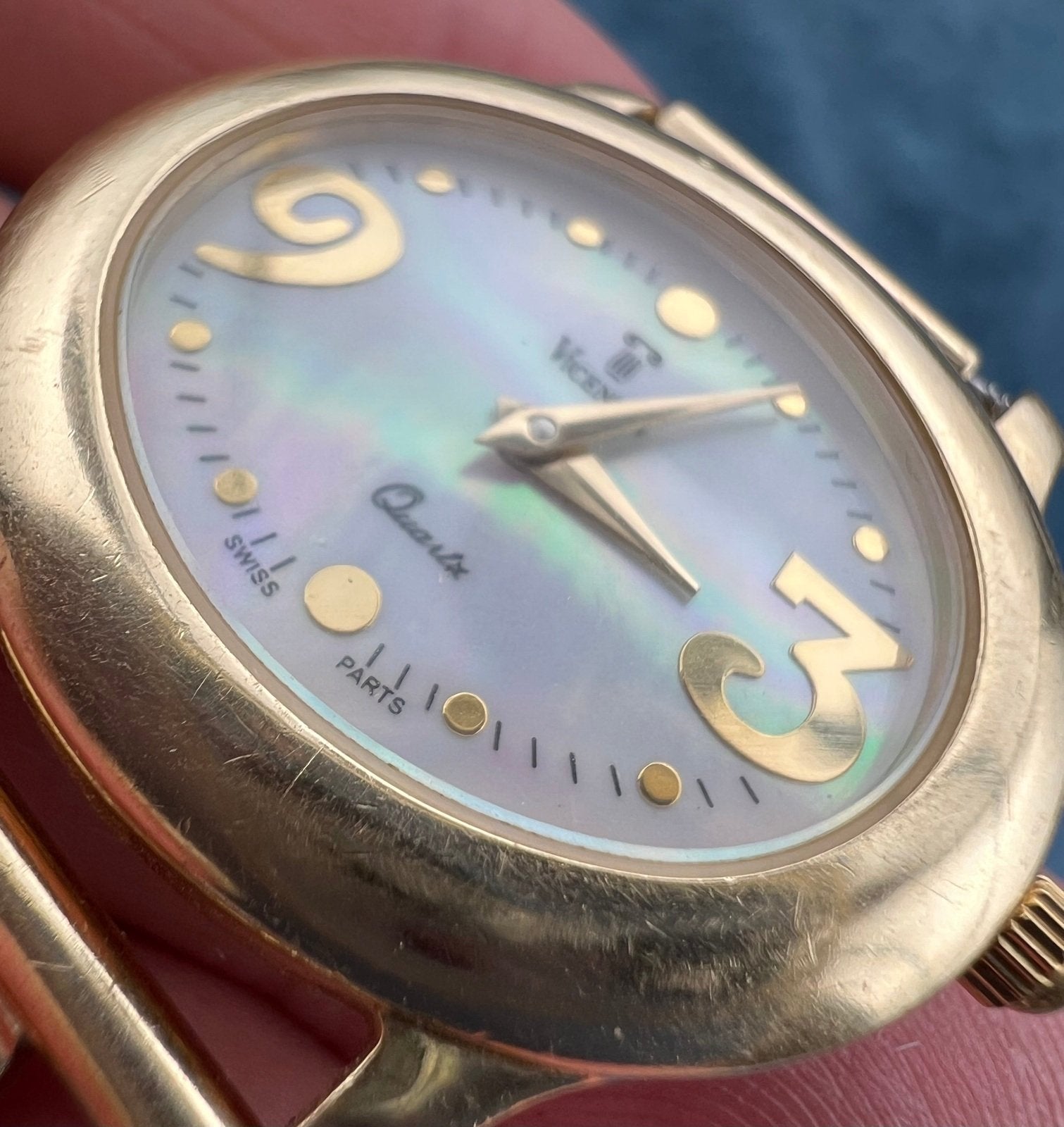 Under Scrap - 14k Gold Bracelet Watch + Band. Vicence + Wittnauer. Works!