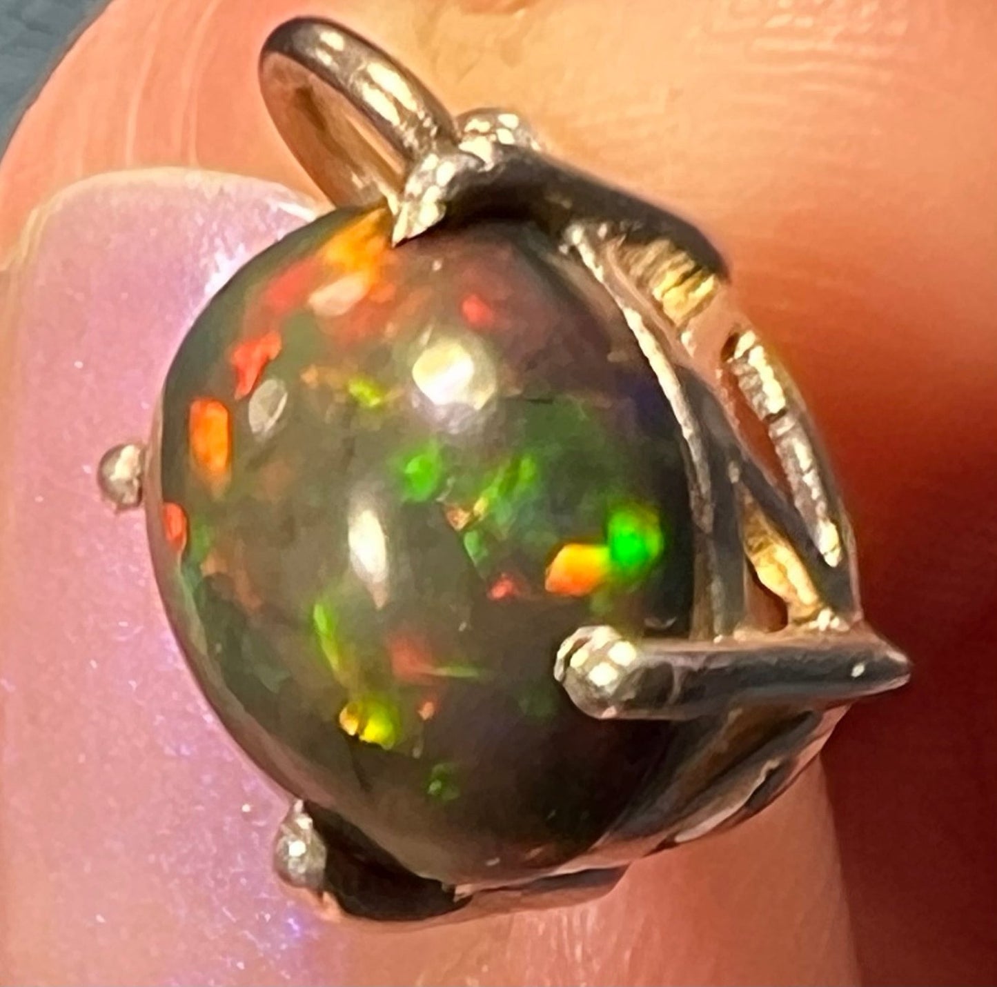 Welo Black Opal Pendant in Sterling Silver *Video*