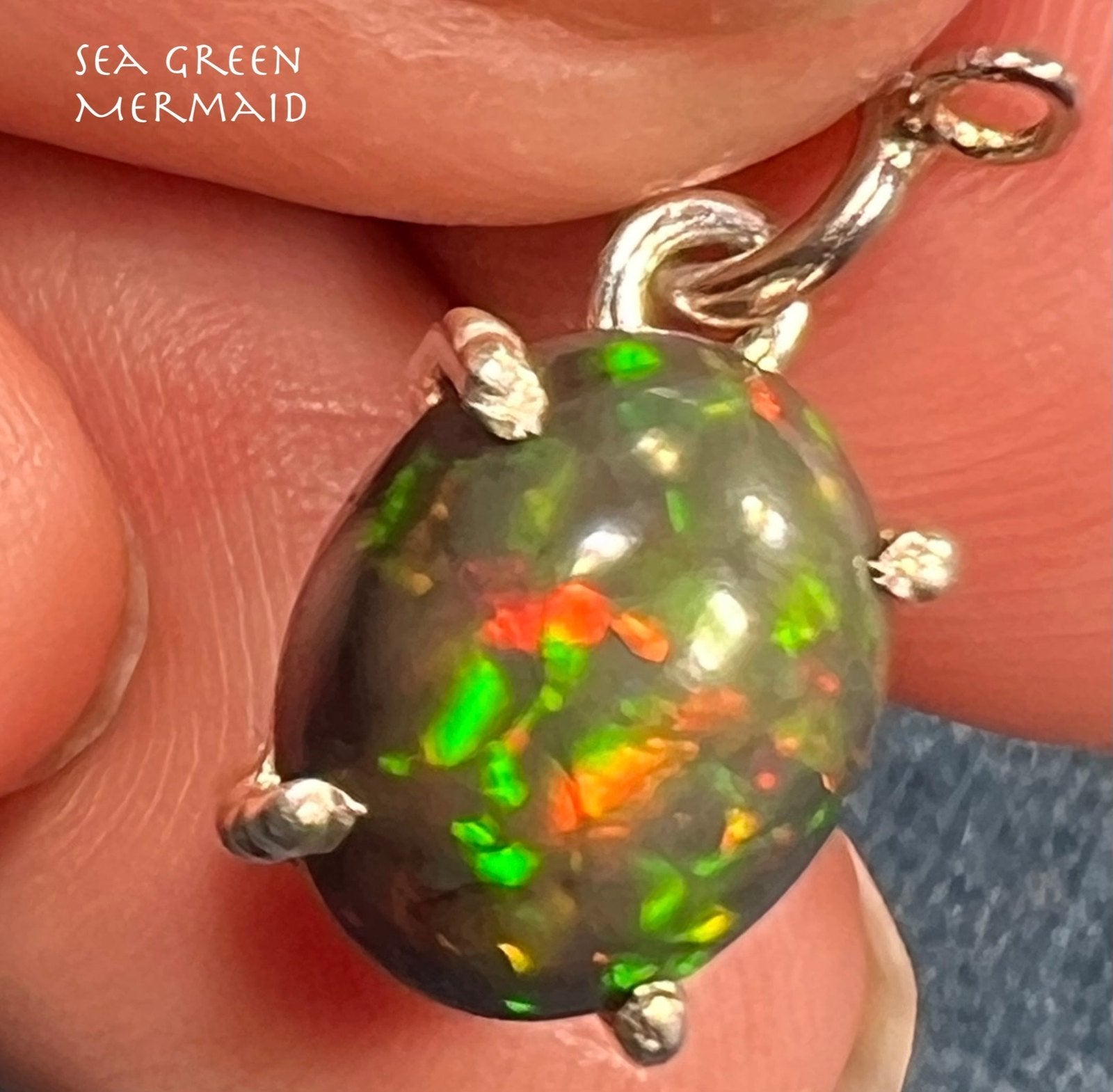 Welo Black Opal Pendant in Sterling Silver *Video*