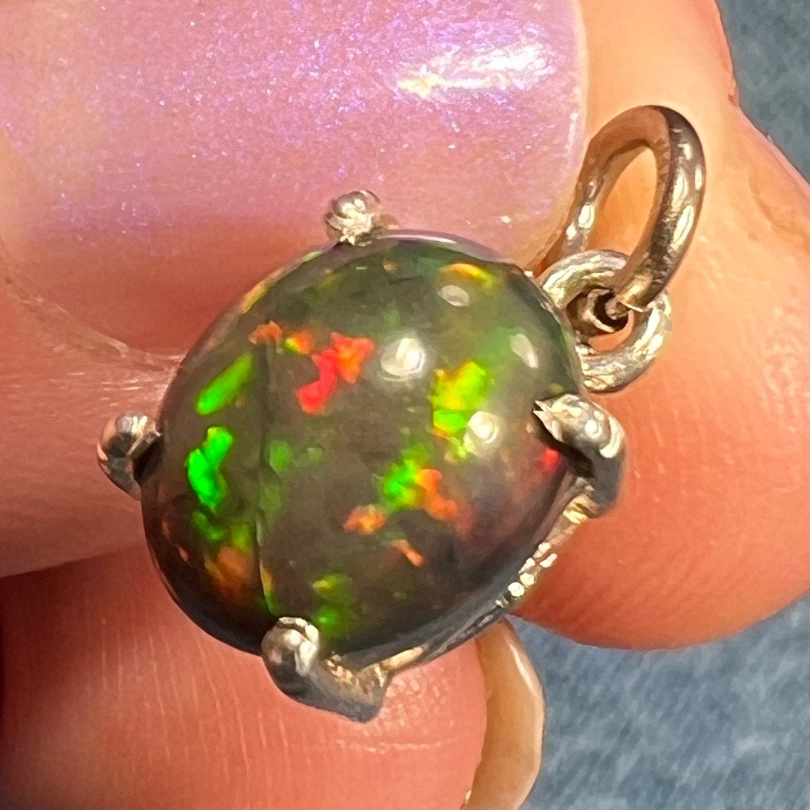 Welo Black Opal Pendant in Sterling Silver *Video*