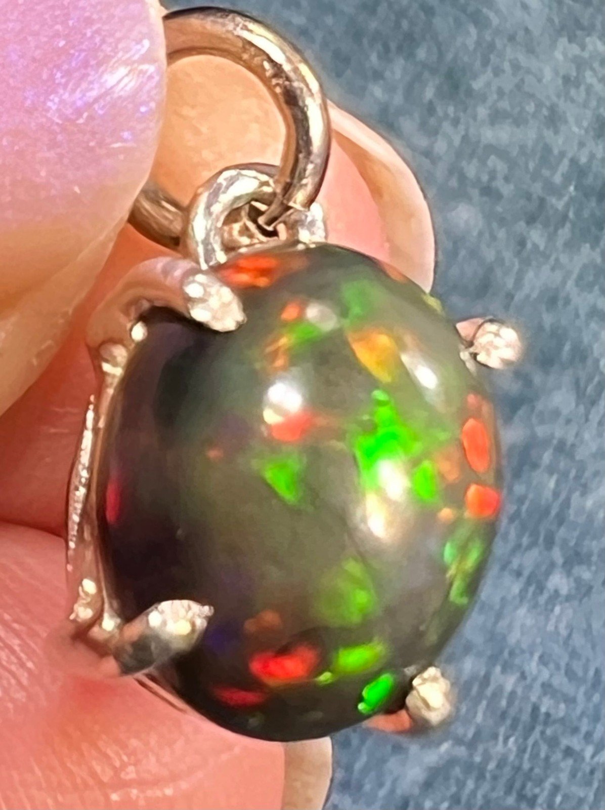 Welo Black Opal Pendant in Sterling Silver *Video*