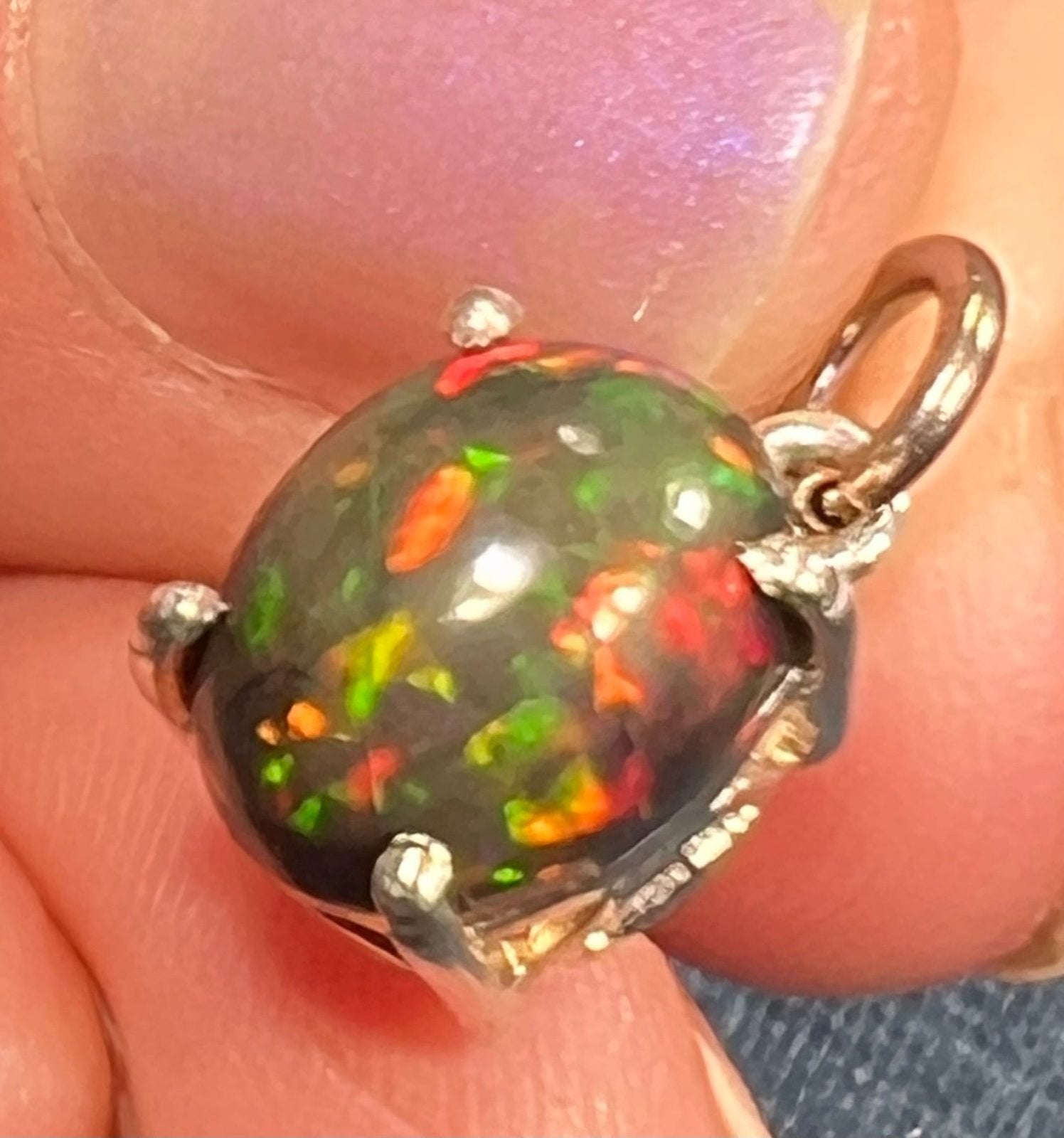 Welo Black Opal Pendant in Sterling Silver *Video*