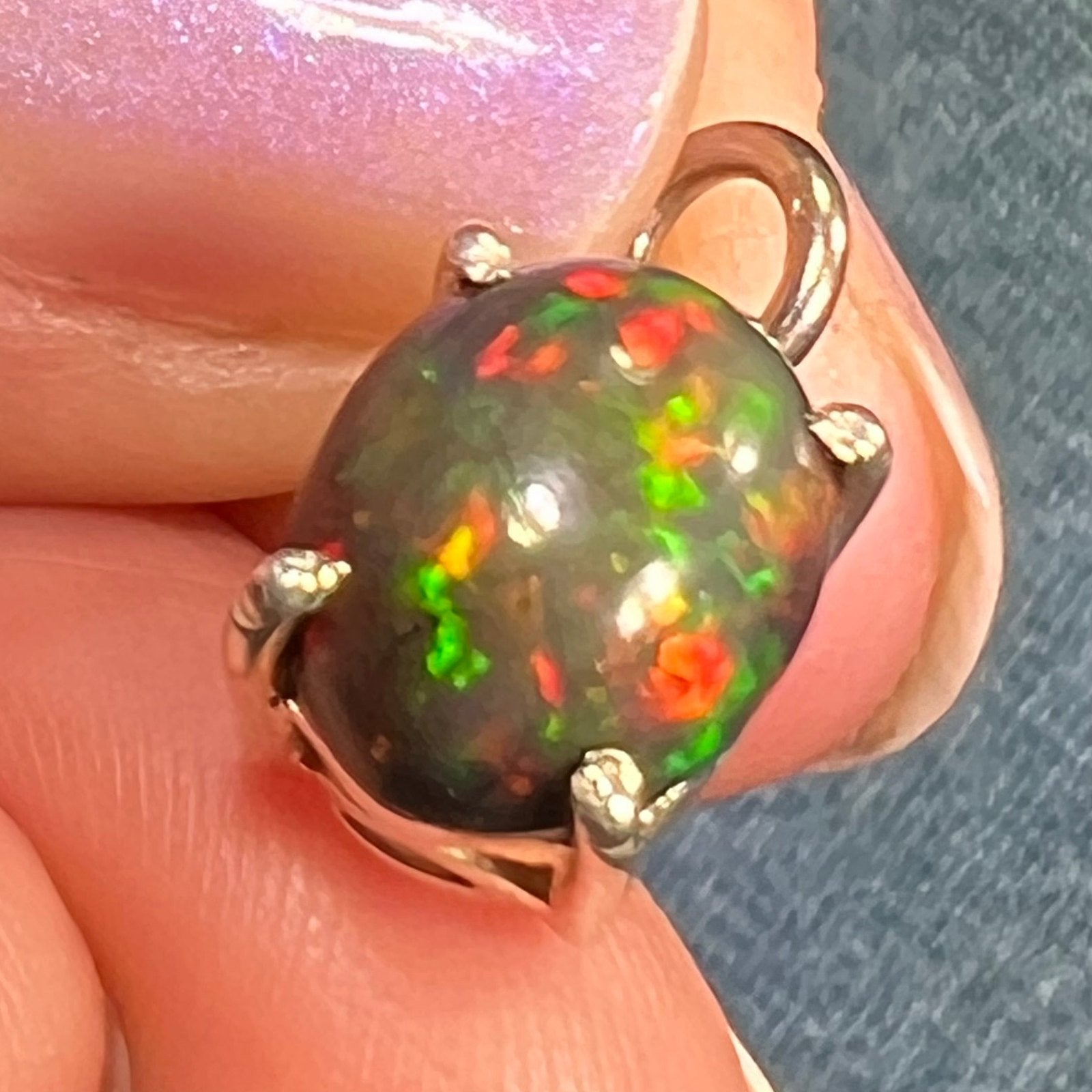 Welo Black Opal Pendant in Sterling Silver *Video*
