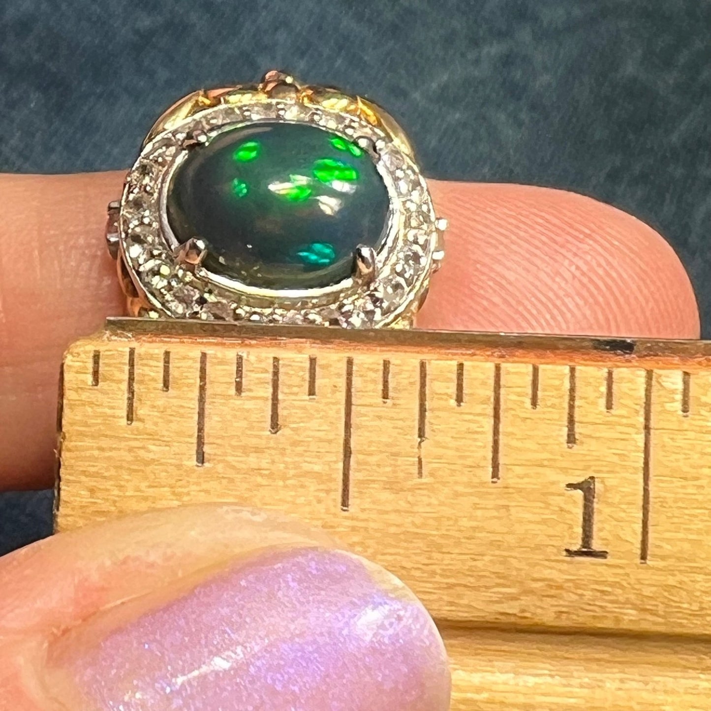Welo Black Opal Ring in Sterling Silver w Topaz Halo *Video*