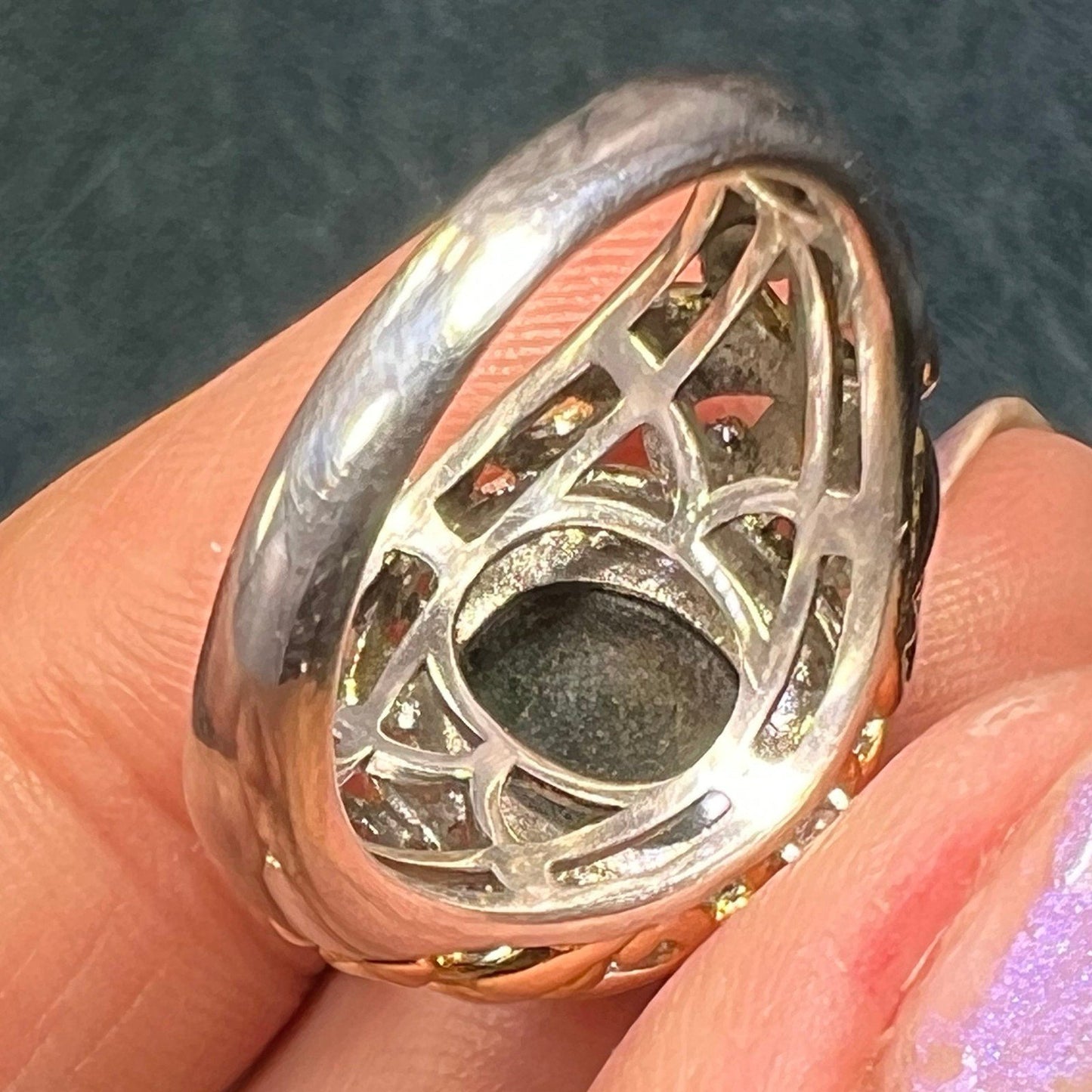 Welo Black Opal Ring in Sterling Silver w Topaz Halo *Video*