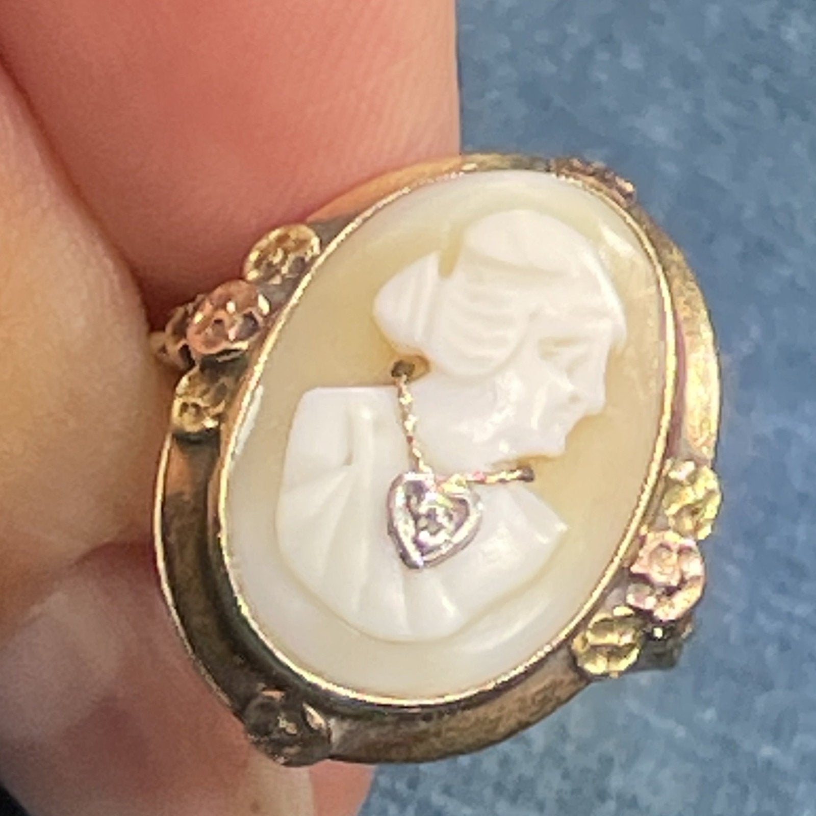 Cameo ring shop with diamond necklace