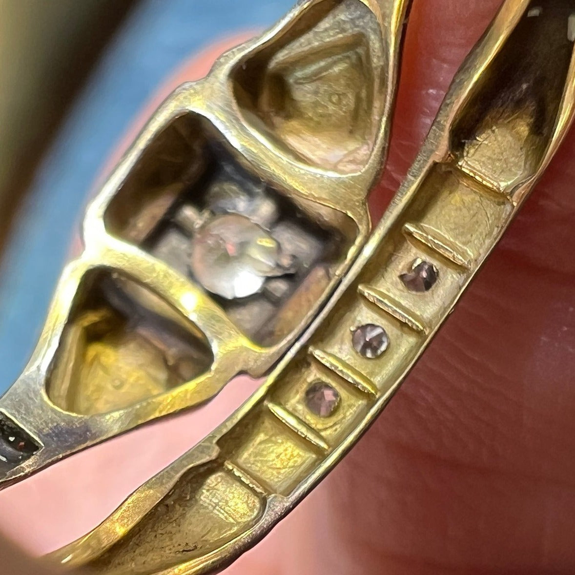 10K Yellow Gold & Natural Diamond Wedding Ring Set. 2 Bands Soldered