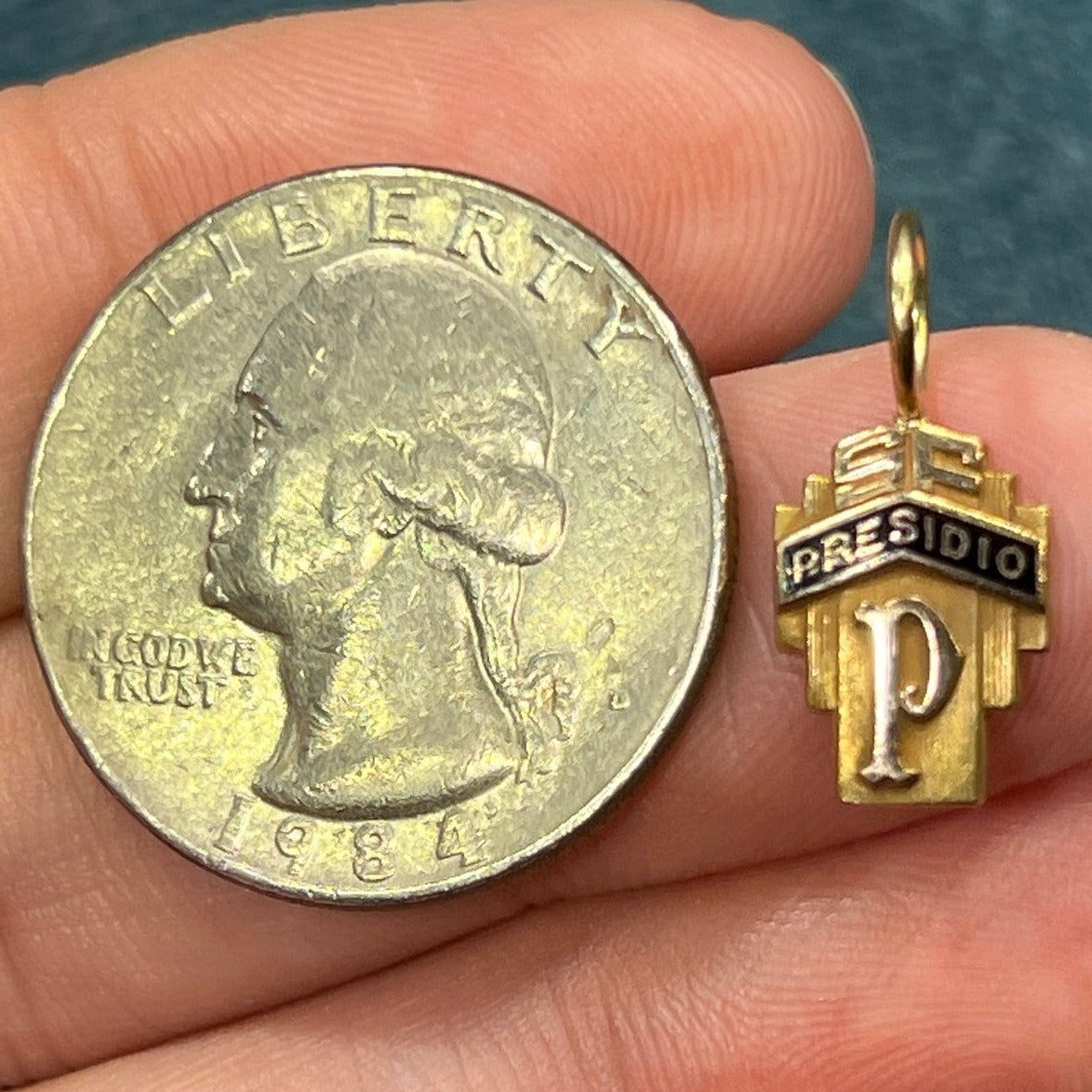 10k 1/10 Gold Filled PRESIDIO School Cross Pendant. Tiny!