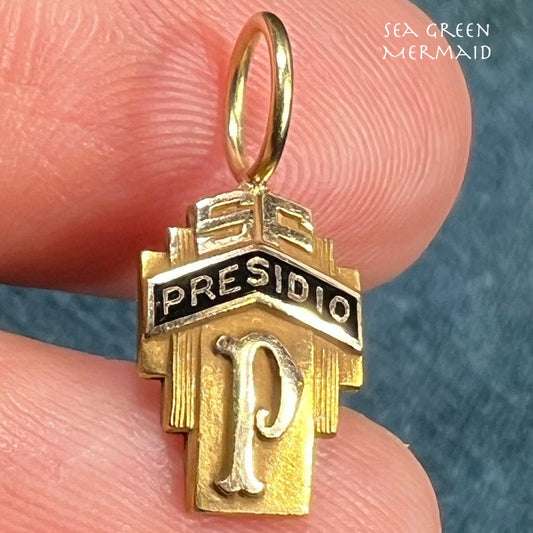10k 1/10 Gold Filled PRESIDIO School Cross Pendant. Tiny!