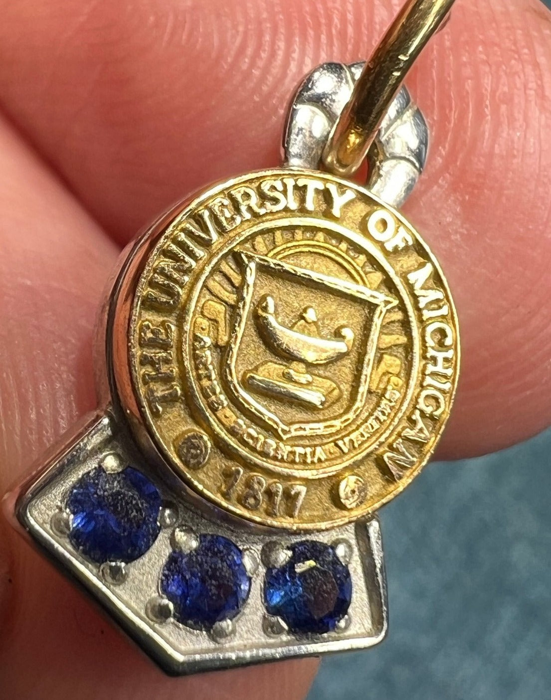 10k 2-Tone Gold University of Michigan Signet Insignia Pendant