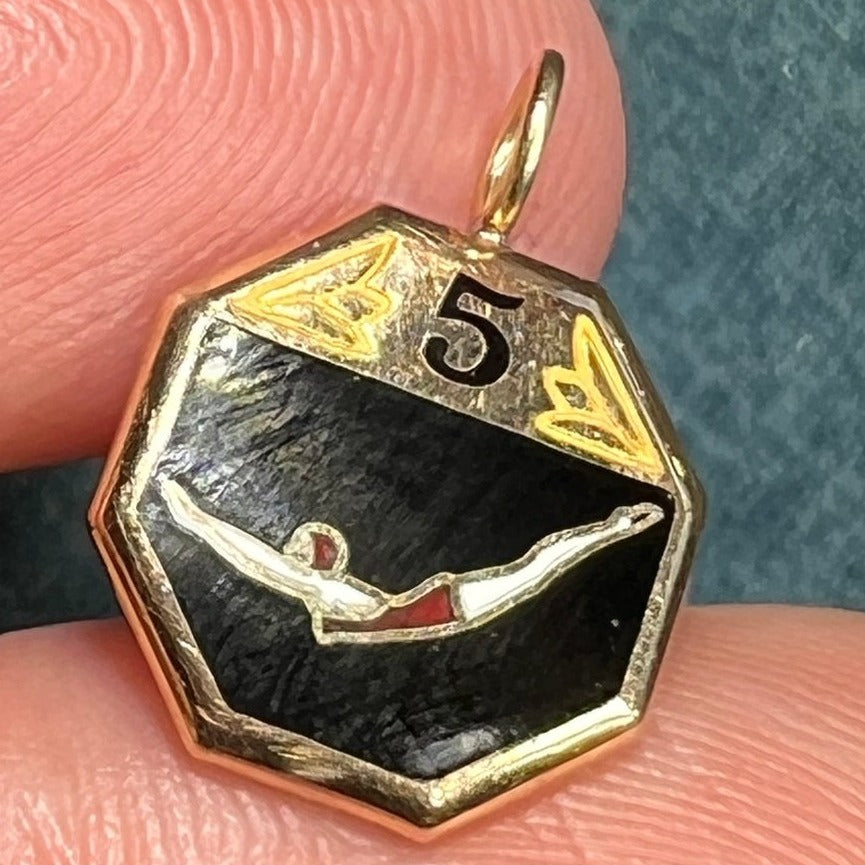 10k Gold Art Deco Bathing Beauty 1940s Swim Dive Pendant