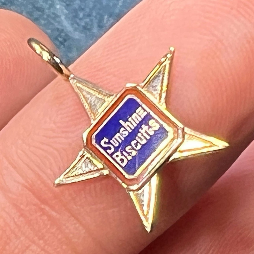 10k Gold SUNSHINE BISCUITS Star Shaped Pendant. TINY!