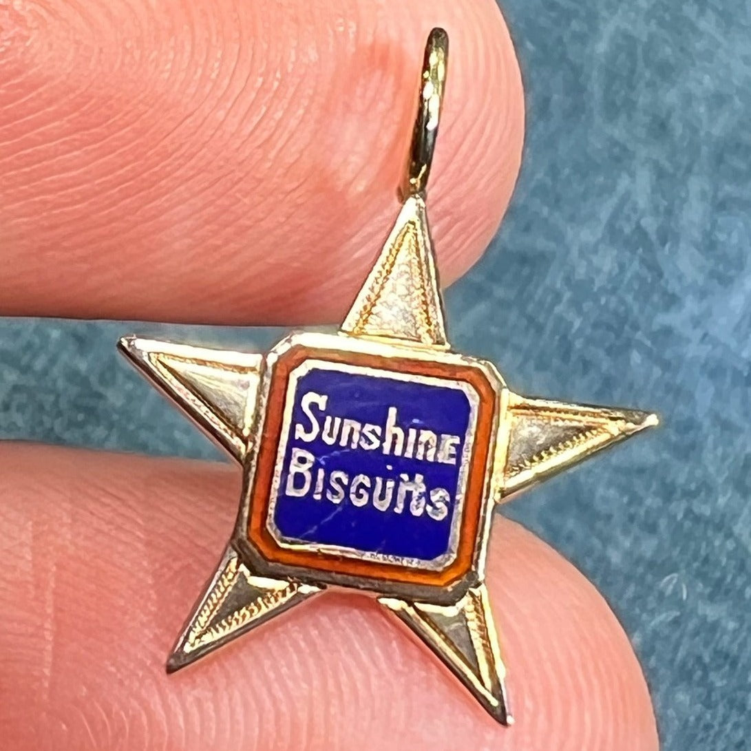 10k Gold SUNSHINE BISCUITS Star Shaped Pendant. TINY!