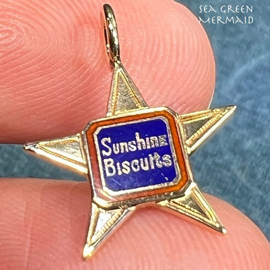10k Gold SUNSHINE BISCUITS Star Shaped Pendant. TINY!