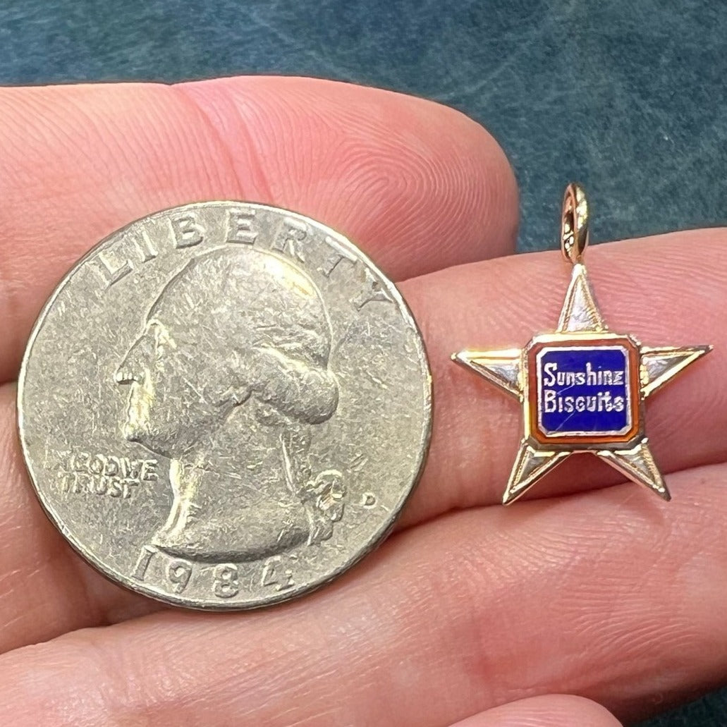 10k Gold SUNSHINE BISCUITS Star Shaped Pendant. TINY!