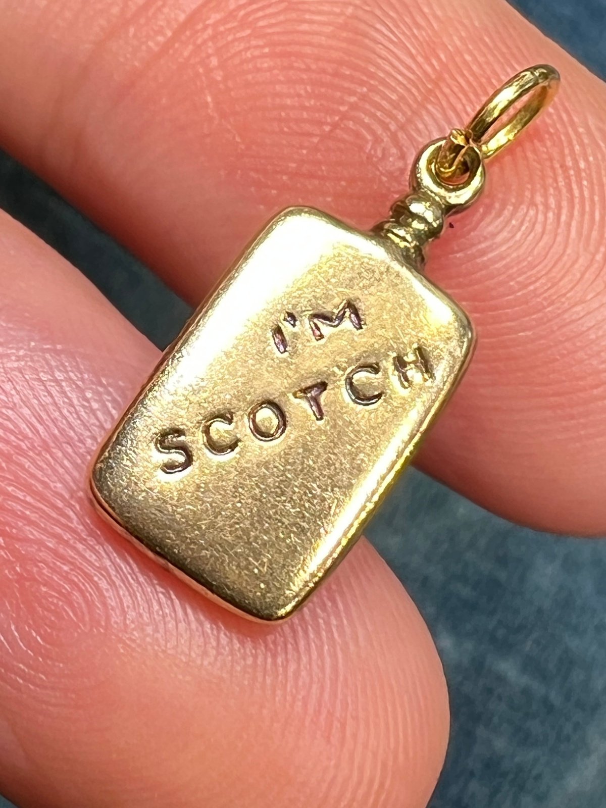 10k Gold Scottish Whisky Bottle Pendant - "I'M SCOTCH" Tiny!