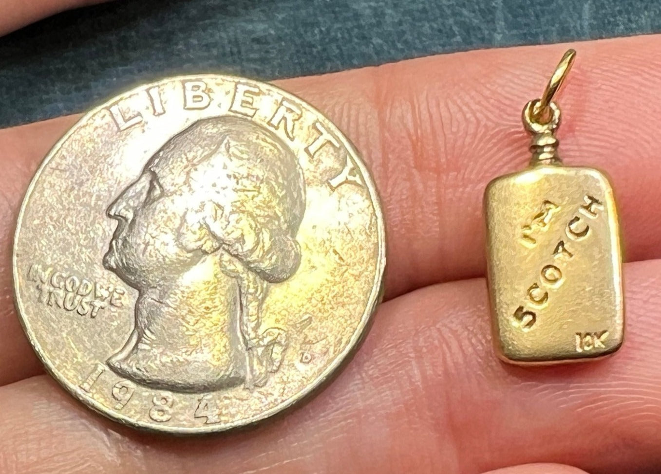 10k Gold Scottish Whisky Bottle Pendant - "I'M SCOTCH" Tiny!