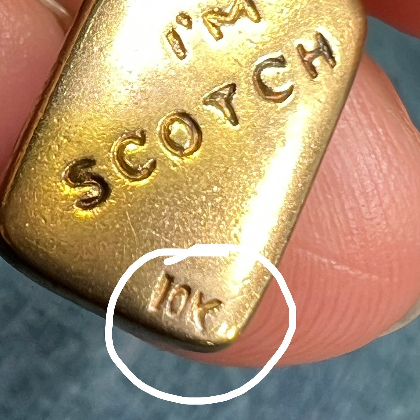 10k Gold Scottish Whisky Bottle Pendant - "I'M SCOTCH" Tiny!