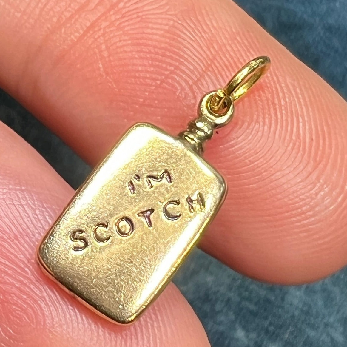 10k Gold Scottish Whisky Bottle Pendant - "I'M SCOTCH" Tiny!