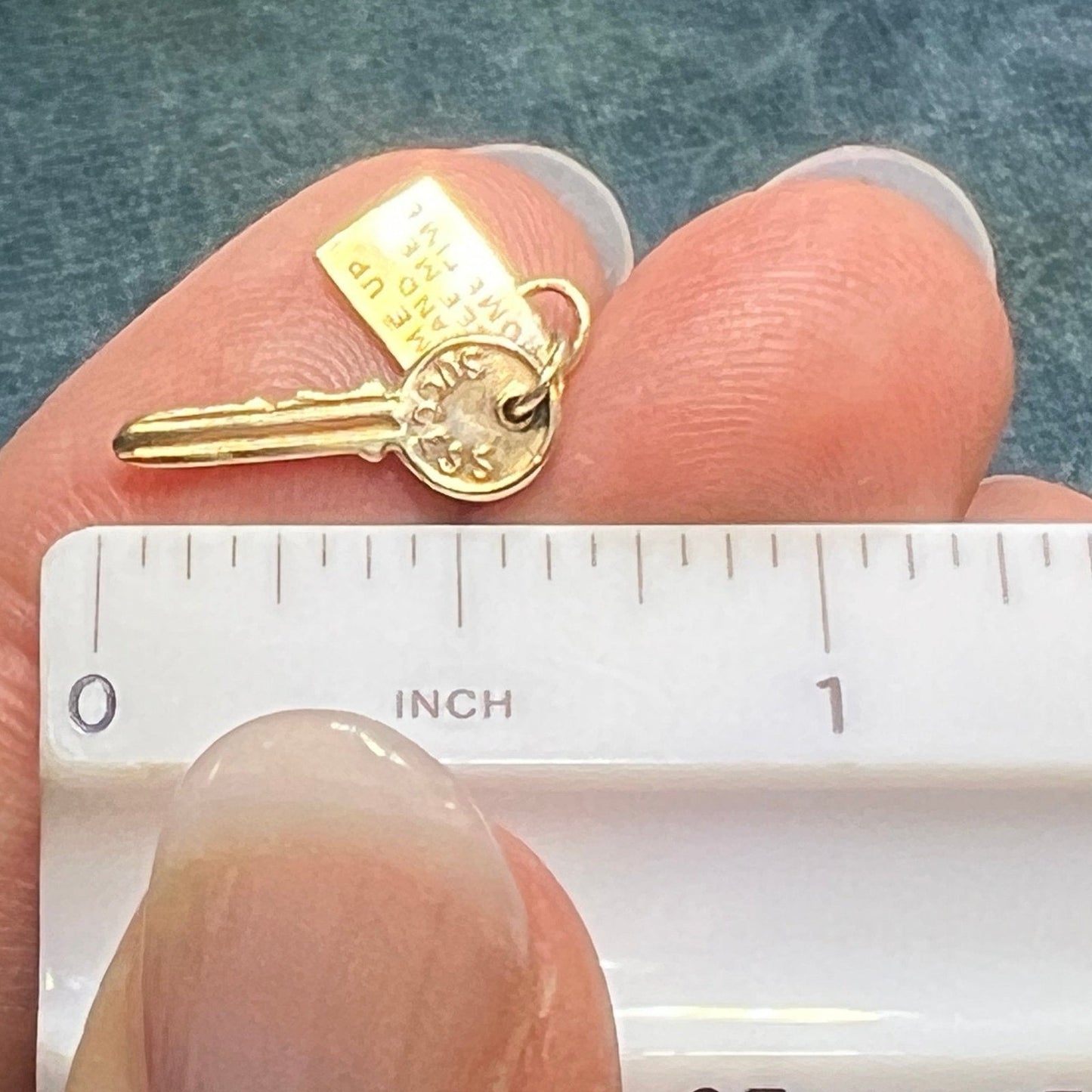 10k Gold *Tiny* Room Key Pendant. "Come Up + See me Some Time"