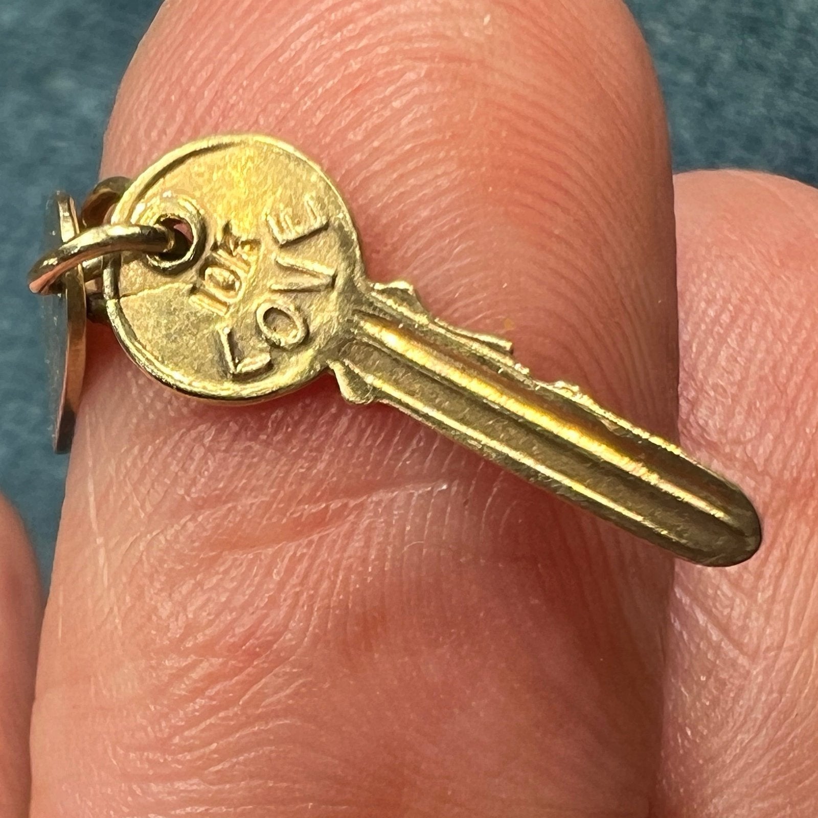 10k Gold *Tiny* Room Key Pendant. "Come Up + See me Some Time"