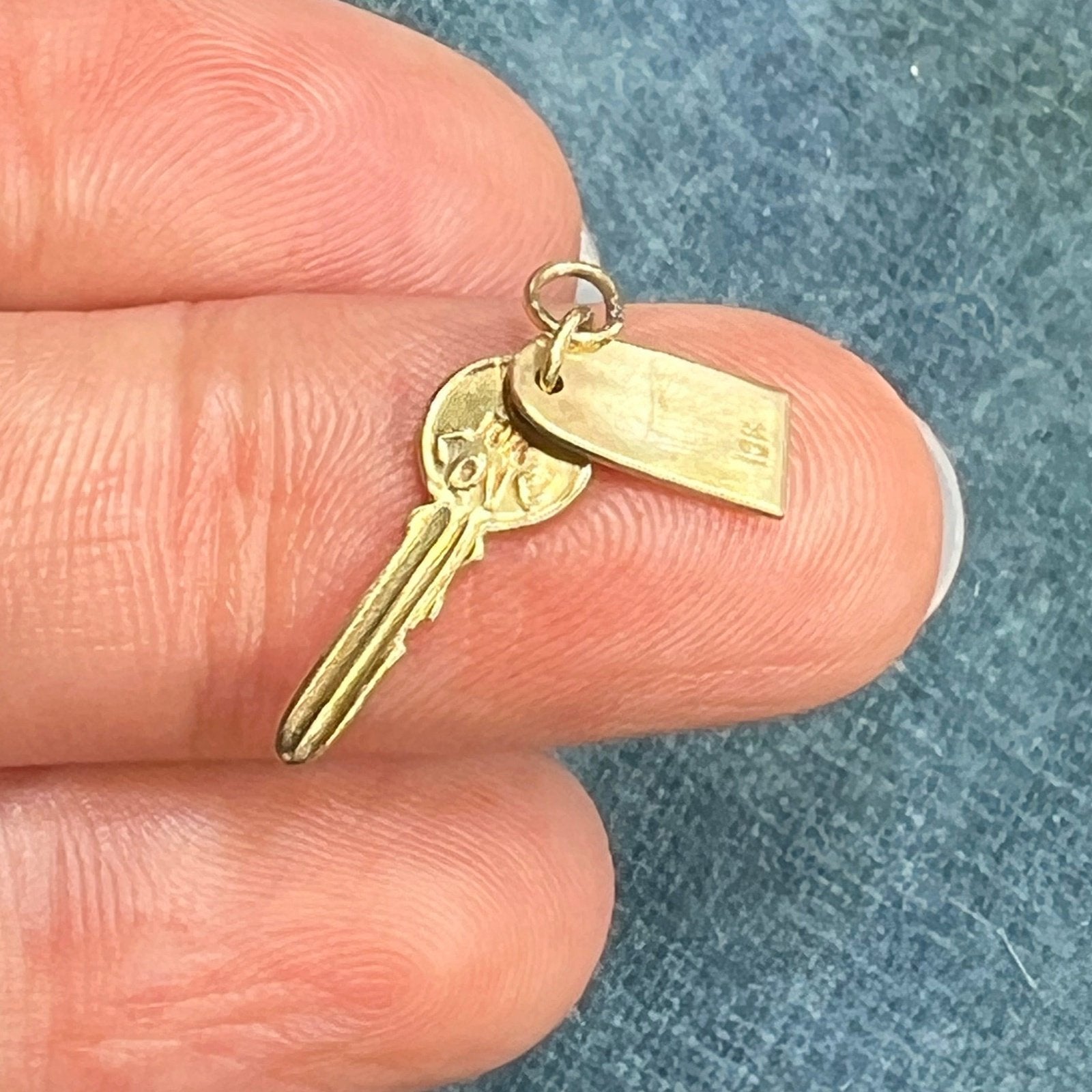 10k Gold *Tiny* Room Key Pendant. "Come Up + See me Some Time"