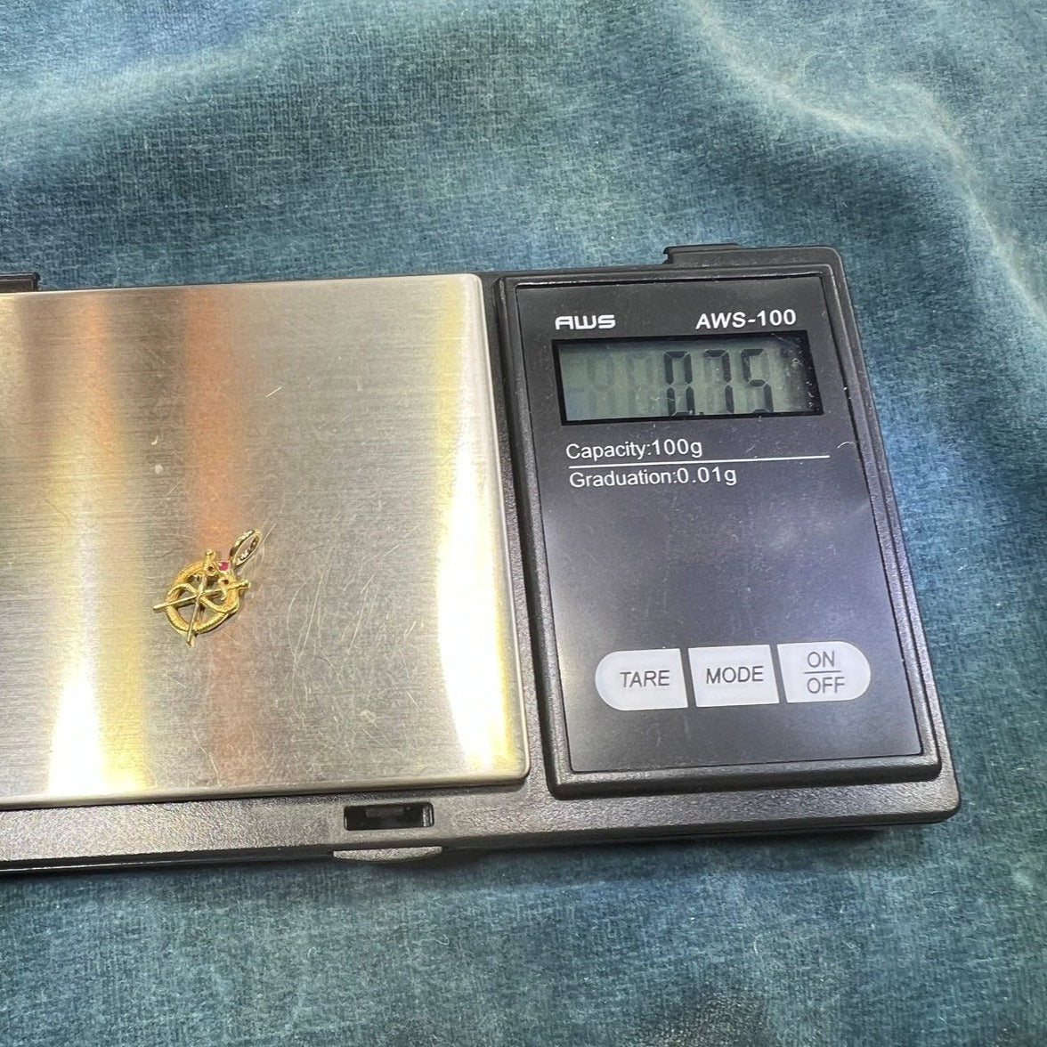 10k Gold Victorian Ruby Head Snake + Crossed Swords Pendant. Tiny ...