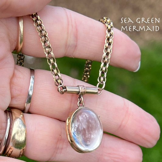 10k Gold Watch Chain Necklace w Bubble Locket Pendant *Video*