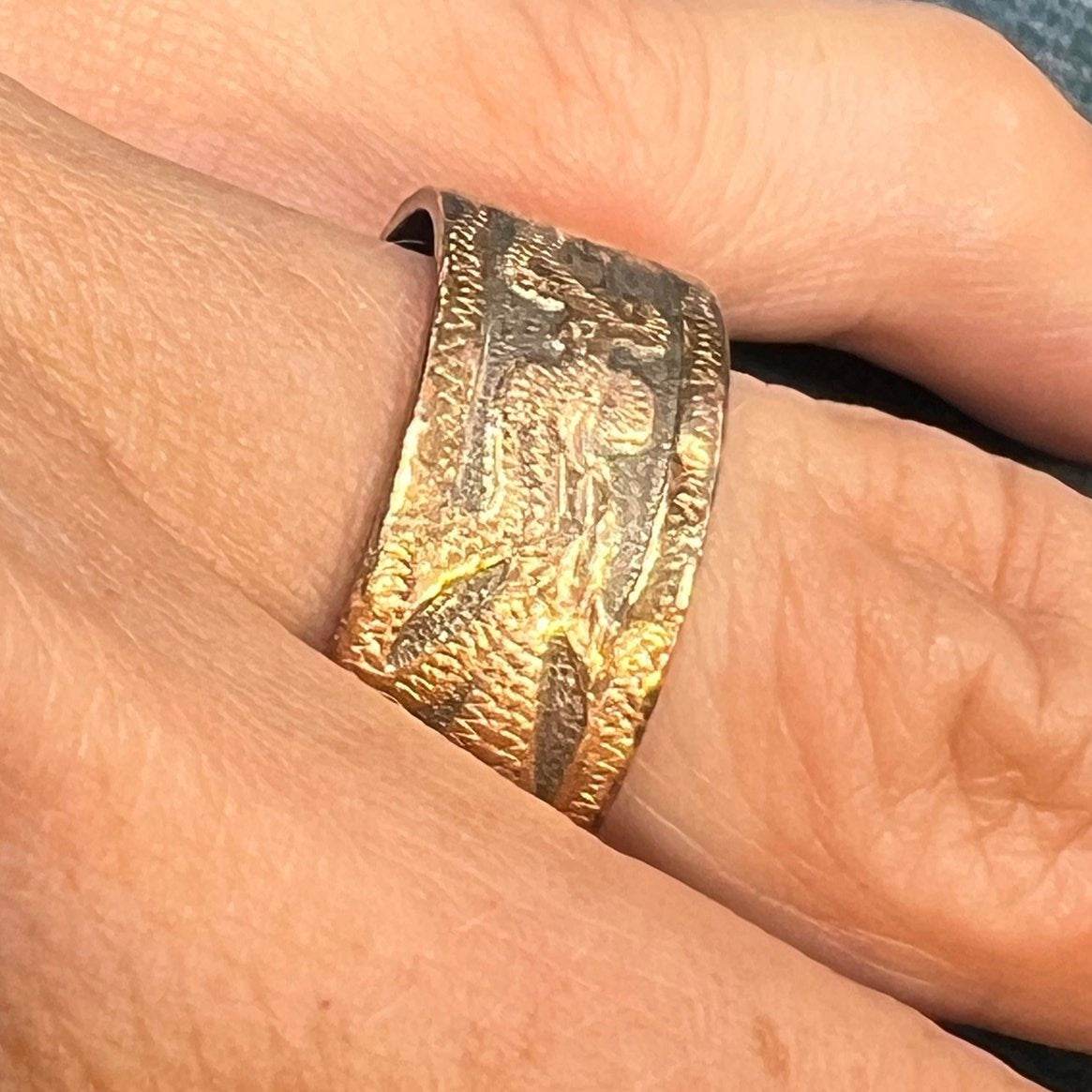 10k Gold and 925 Guatemalan Quetzalcoatl Kissing LOVEBIRDS Ring **Video*