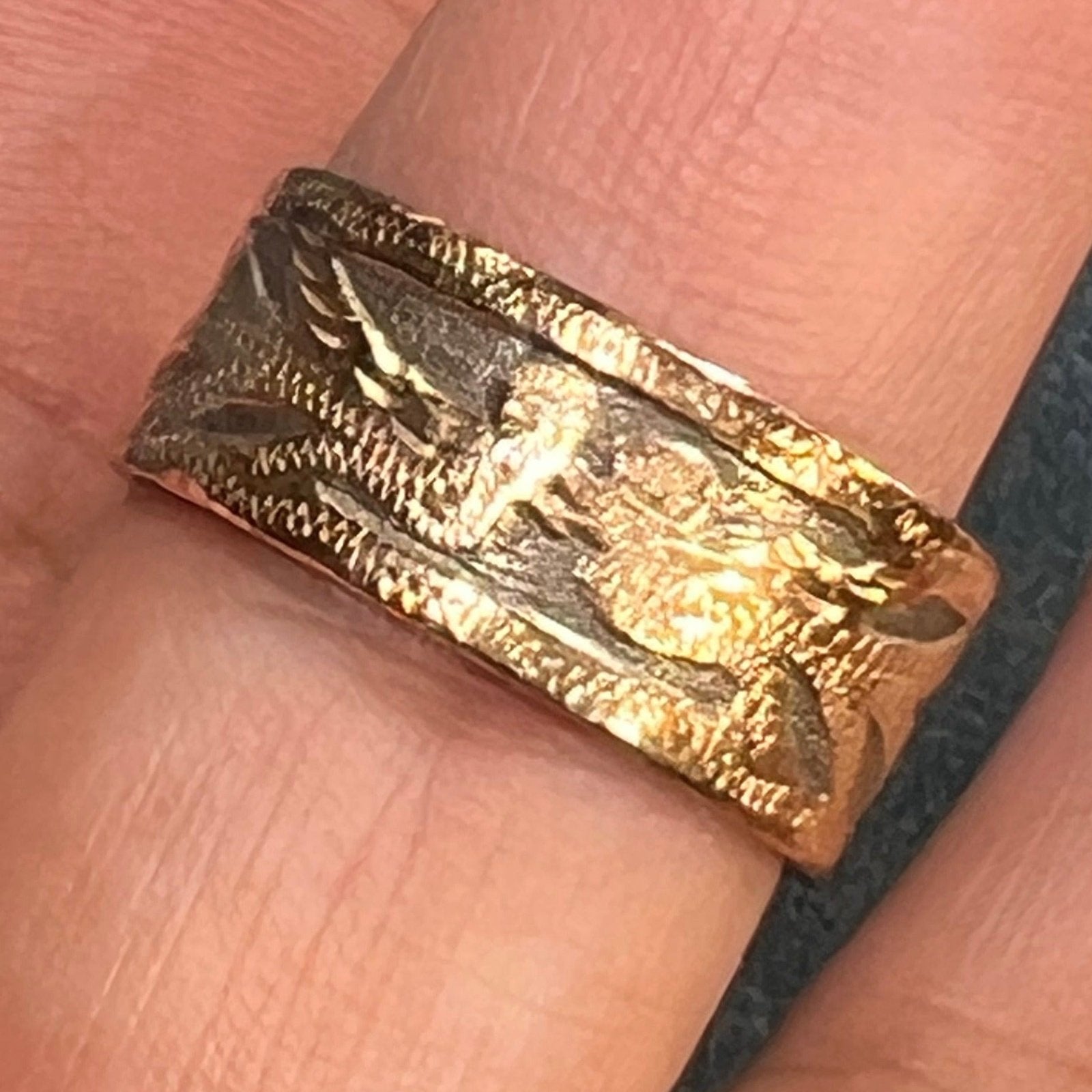 10k Gold and Silver Guatemalan Quetzalcoatl Kissing LOVEBIRDS Ring V Sea Green Mermaid