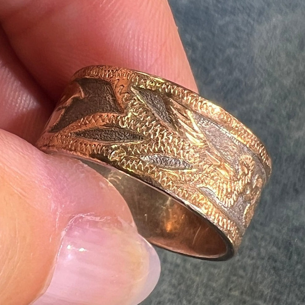 10k Gold and 925 Guatemalan Quetzalcoatl Kissing LOVEBIRDS Ring **Video*