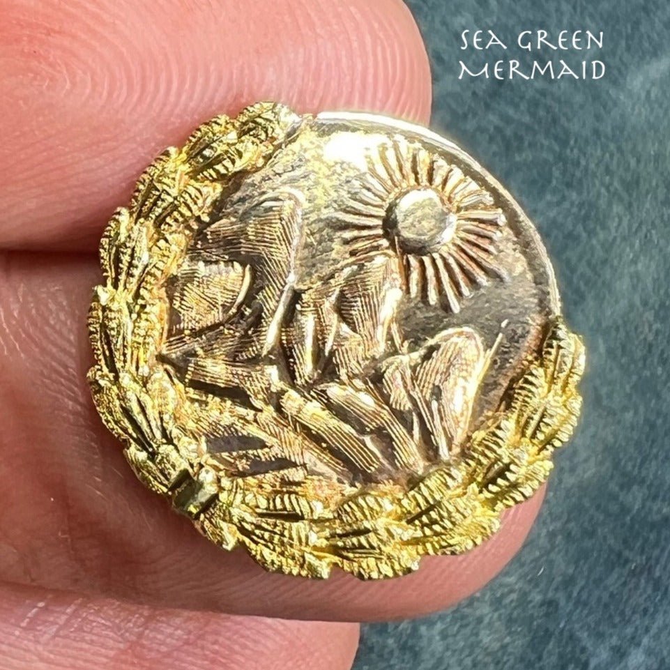 10k Rose Gold Mountain Sunrise Pendant w Yellow Gold Wreath