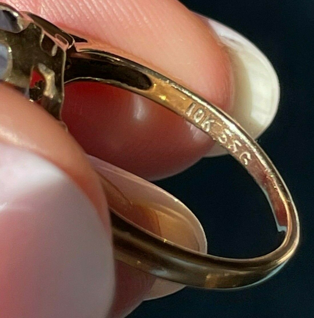 10k Yellow Gold Aquamarine SNOWFLAKE/ SUNFLOWER Ring. Baby Blue_b100_18