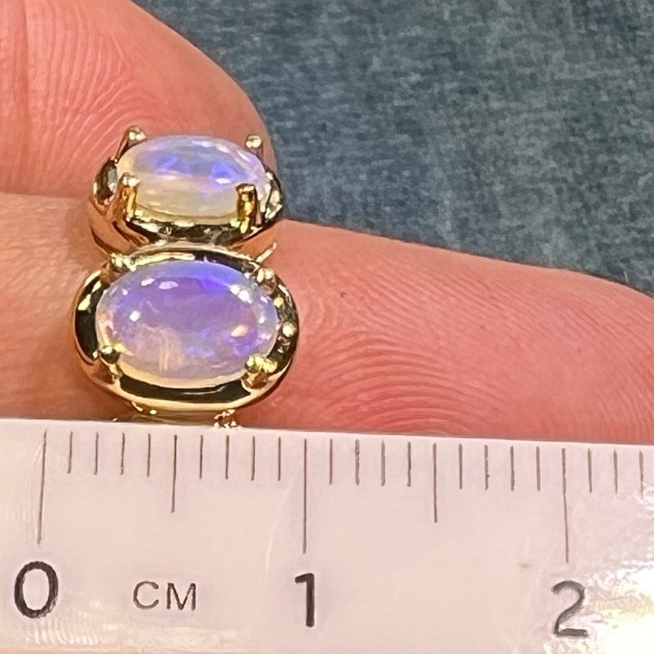 10k Yellow Gold Australian Lavender Jelly 3 Opal Ring *VIDEO*