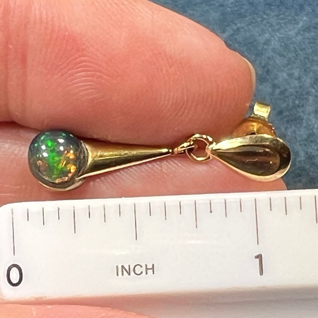 10k Yellow Gold Ethiopian Black Jelly Opal Dangle Earrings **Video**