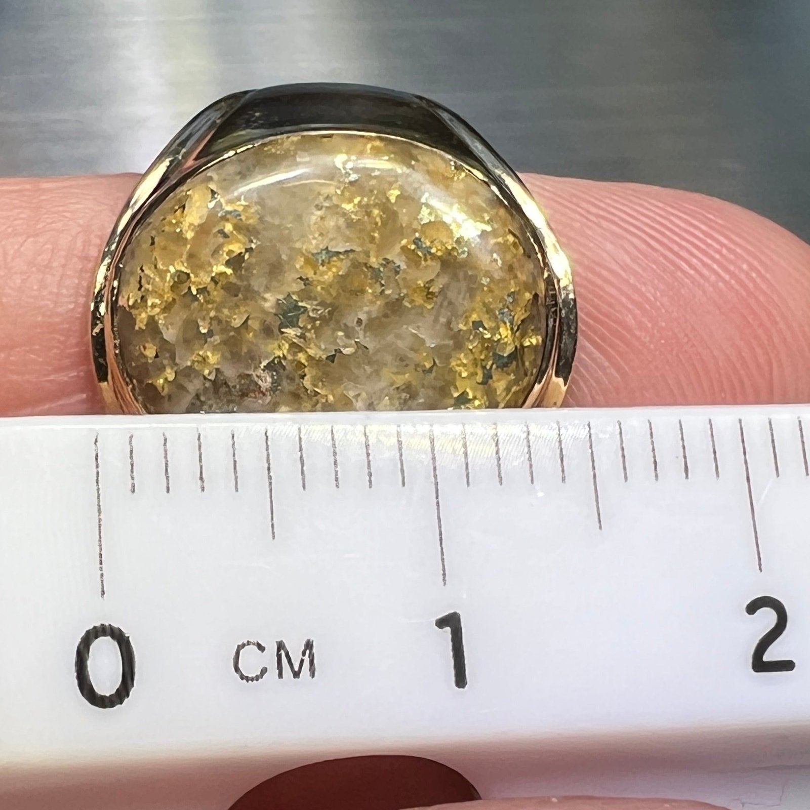 Ore Rng 10k Gold Alaskan Gold Quartz 24k Vein Ore Signet Ring. 2/3