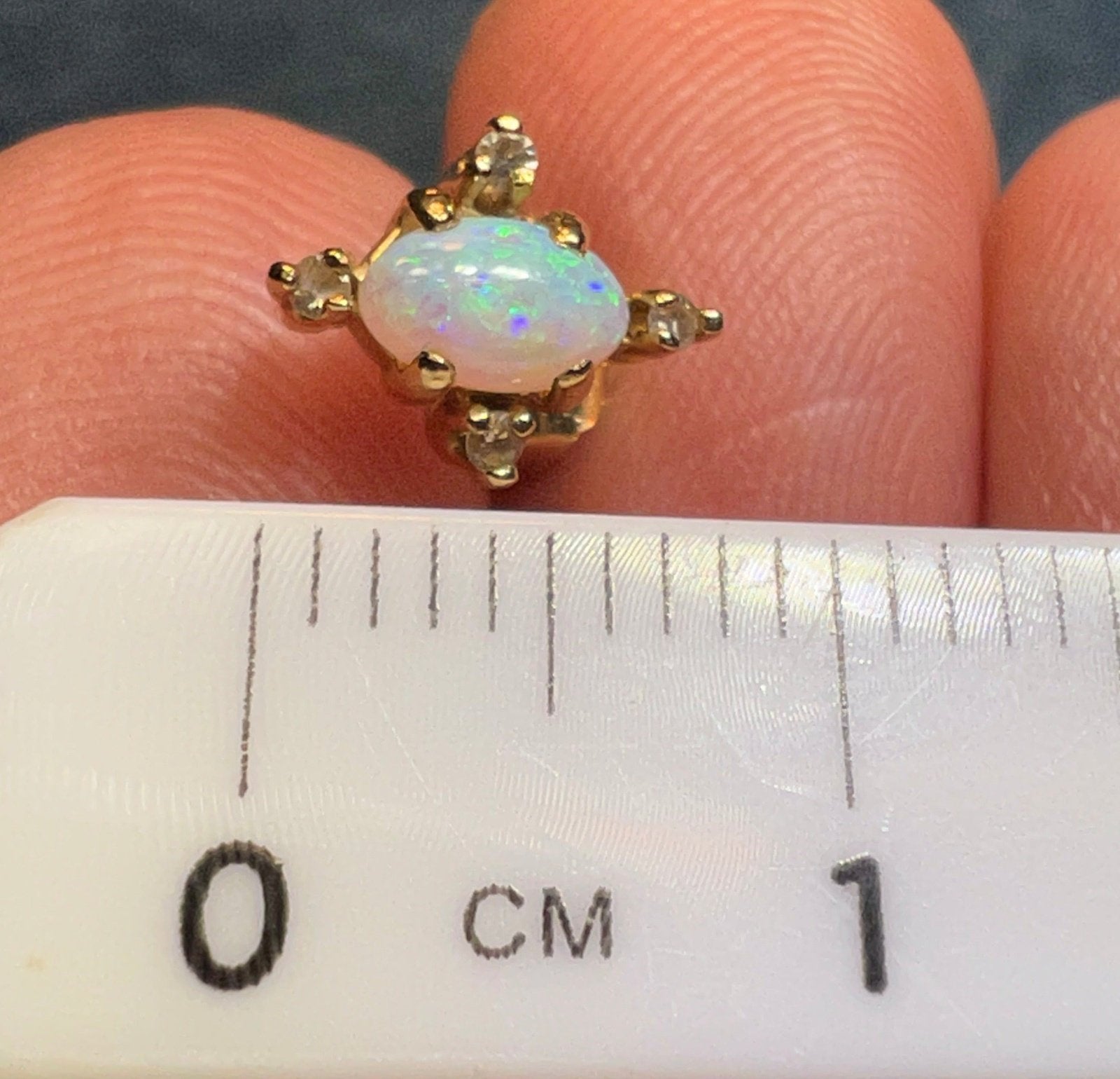 10k Gold Australian Crystal Jelly Opal Earrings w Diamonds. TINY! *Video*